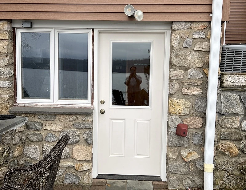 ThermaTru Smooth Star door on a stone patio